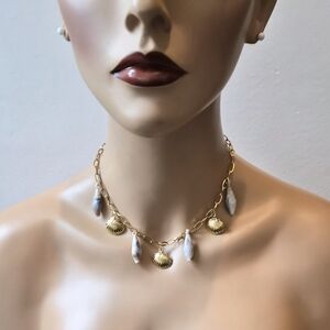Chic Gold and White Shell Necklace